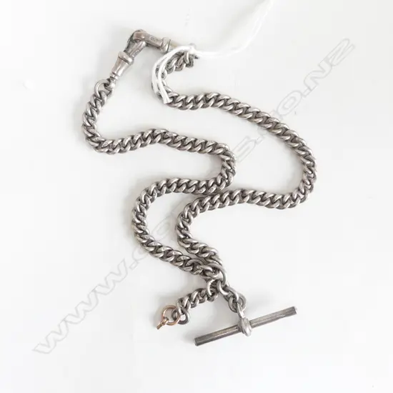 SILVER CURB LINK ALBERT CHAIN
