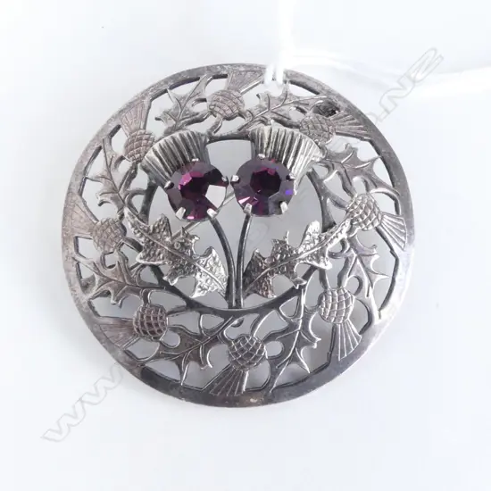 SCOTTISH SILVER THISTLE CIRCULAR BROOCH