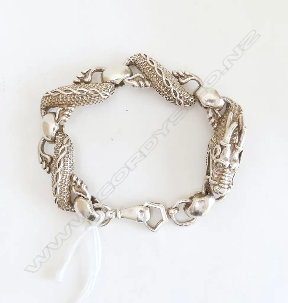 STG SILVER DRAGON BRACELET GENTS (SIZE 22.5 CM LONG) Image 1++