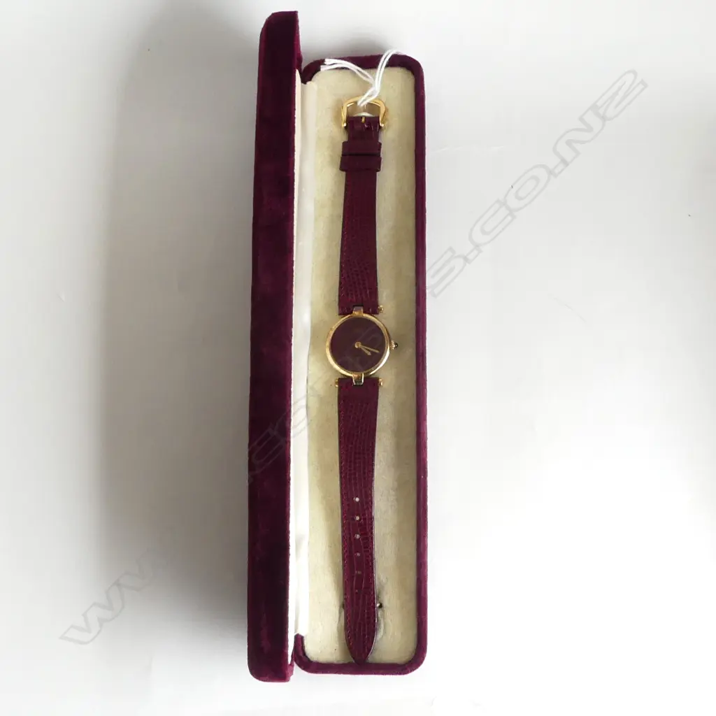 MUST DE CARTIER SILVER GILT WRIST WATCH, CASED Image 1++