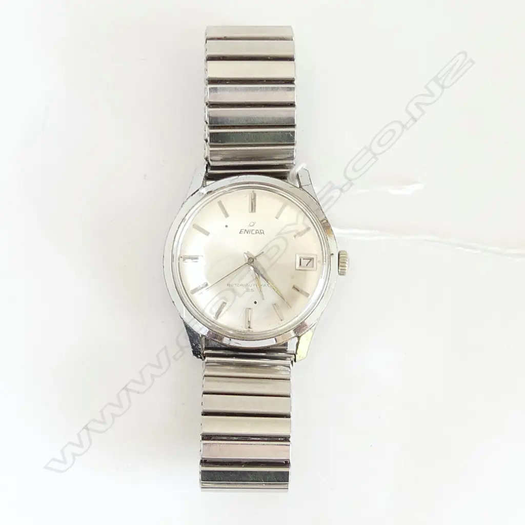 VINTAGE ENICAR ROTO-AUTOMATIC 25 GENT'S STAINLESS STEEL WRISTWATCH apparently working  Image 1++