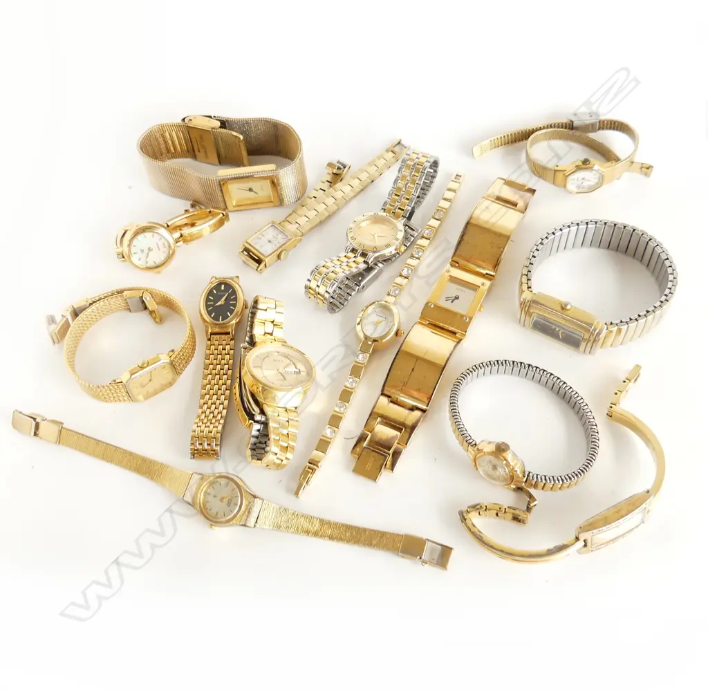 14 GOLD TONE FASHION WRIST WATCHES Image 1++