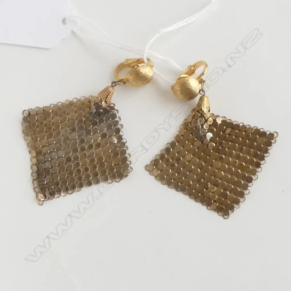 vintage ROLLED GOLD OROTON STYLE SAIL FORM EARRINGS Image 1++