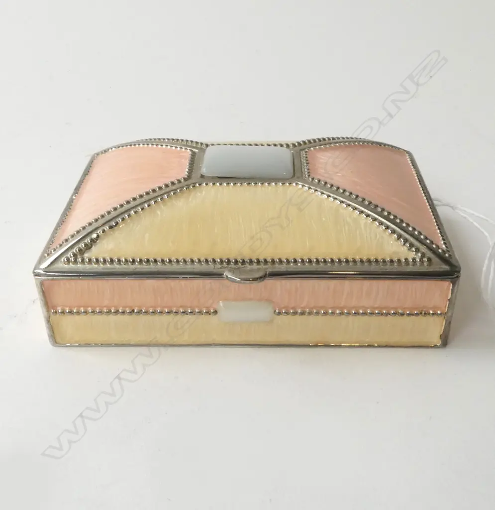 ASST. COSTUME JEWELLERY; BOX, MOP POCKET KNIFE, STG SILVER & ENAMEL BROOCH w. 2 OTHERS Image 1++