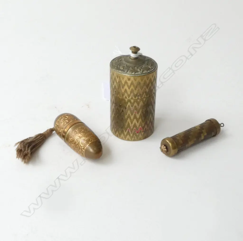 3 GOLD TONE CONTAINERS; VESTA BOX H.65mm ETC Image 1++