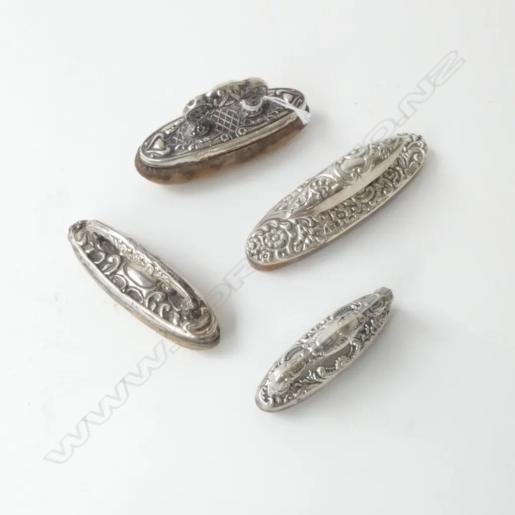 FOUR STG SILVER ART NOUVEAU NAIL BUFFS BIRMINGHAM 1903-1910, L75MM-110MM Image 1++