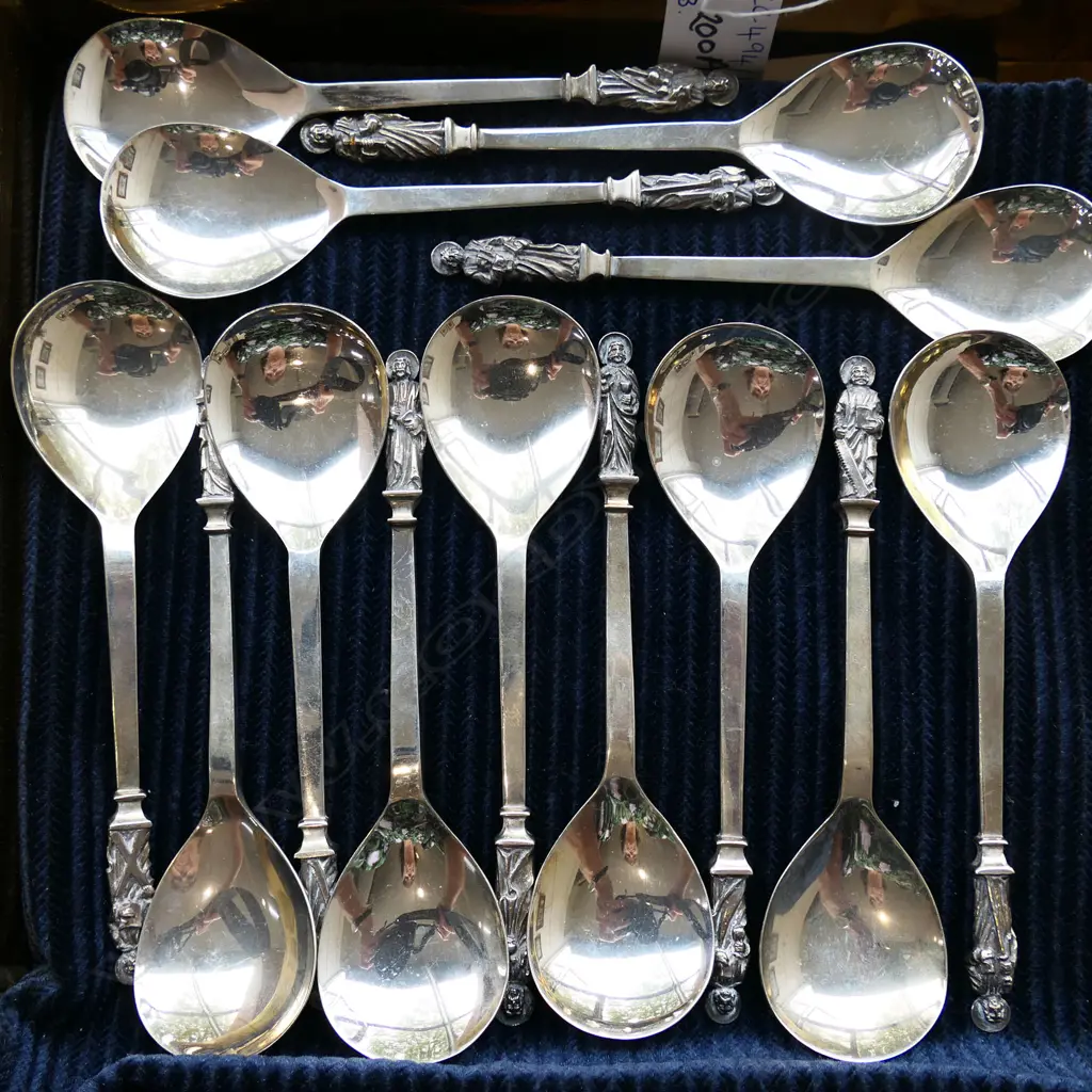 13 STG SILVER APOSTLE SPOONS, B'HAM 1978 447gms Image 1++