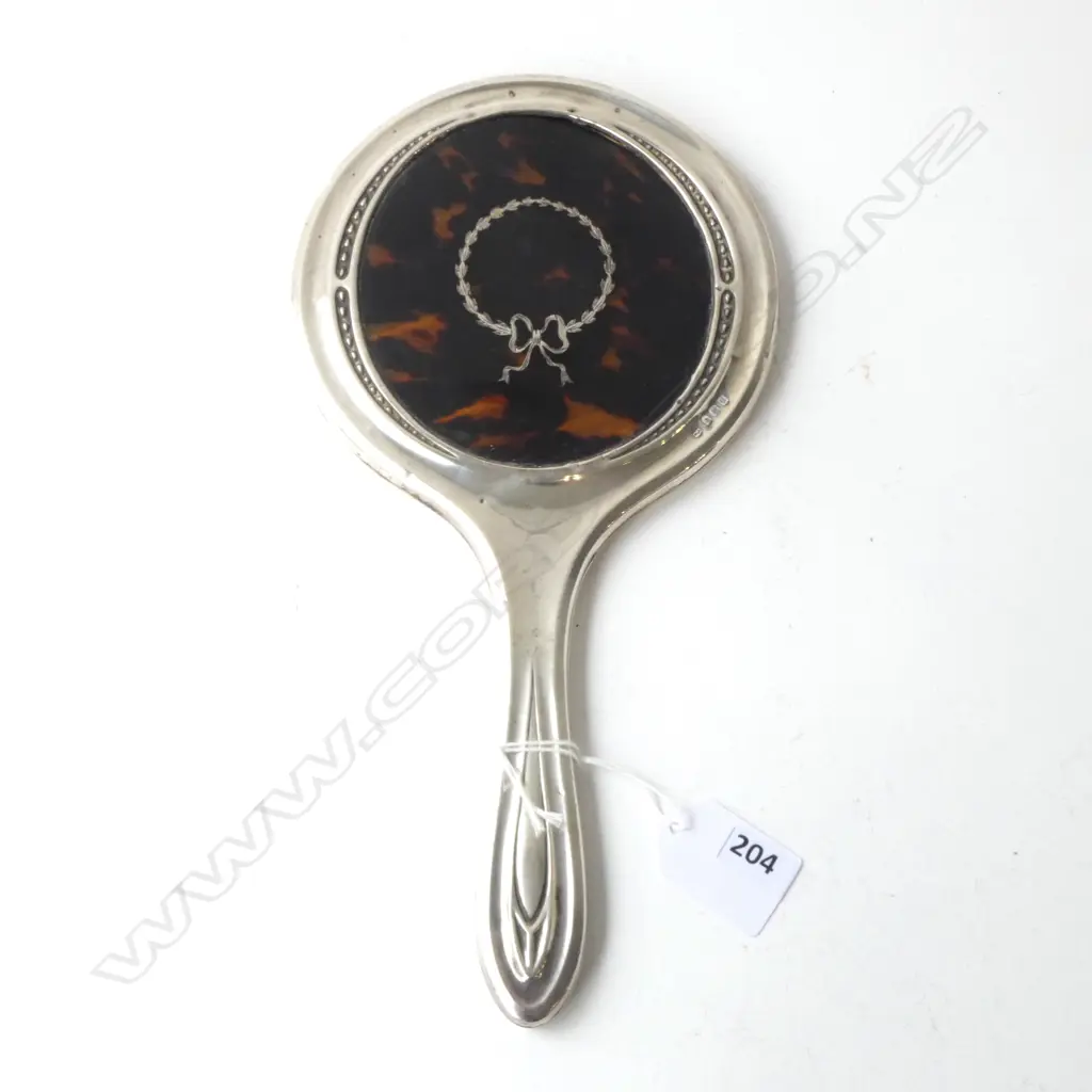 STG SILVER AND TORTOISESHELL HAND MIRROR BIRMINGHAM 1919, L.272MM Image 1++
