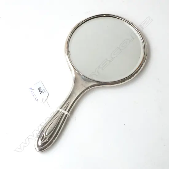 STG SILVER AND TORTOISESHELL HAND MIRROR BIRMINGHAM 1919, L.272MM