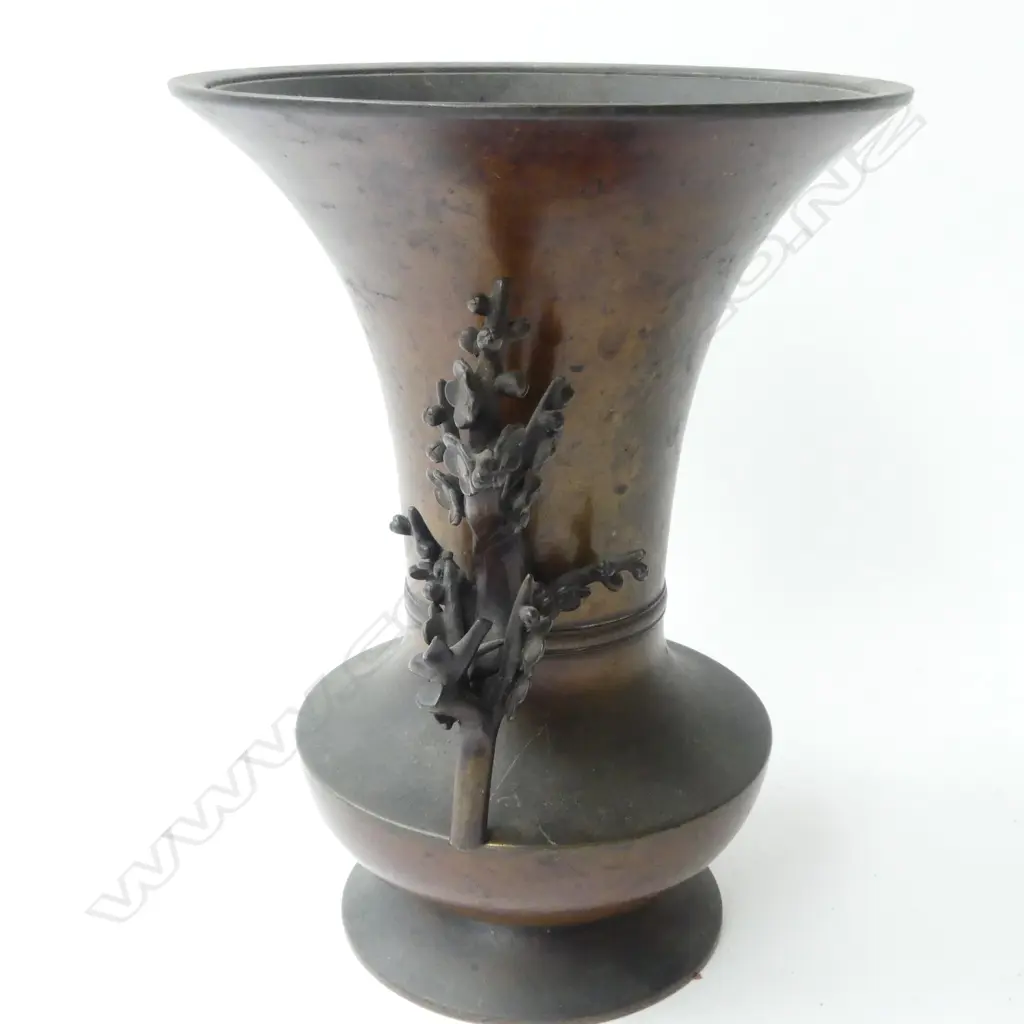 CHINESE ANTIQUE BRONZE VASE ON STAND H200MM Image 1++