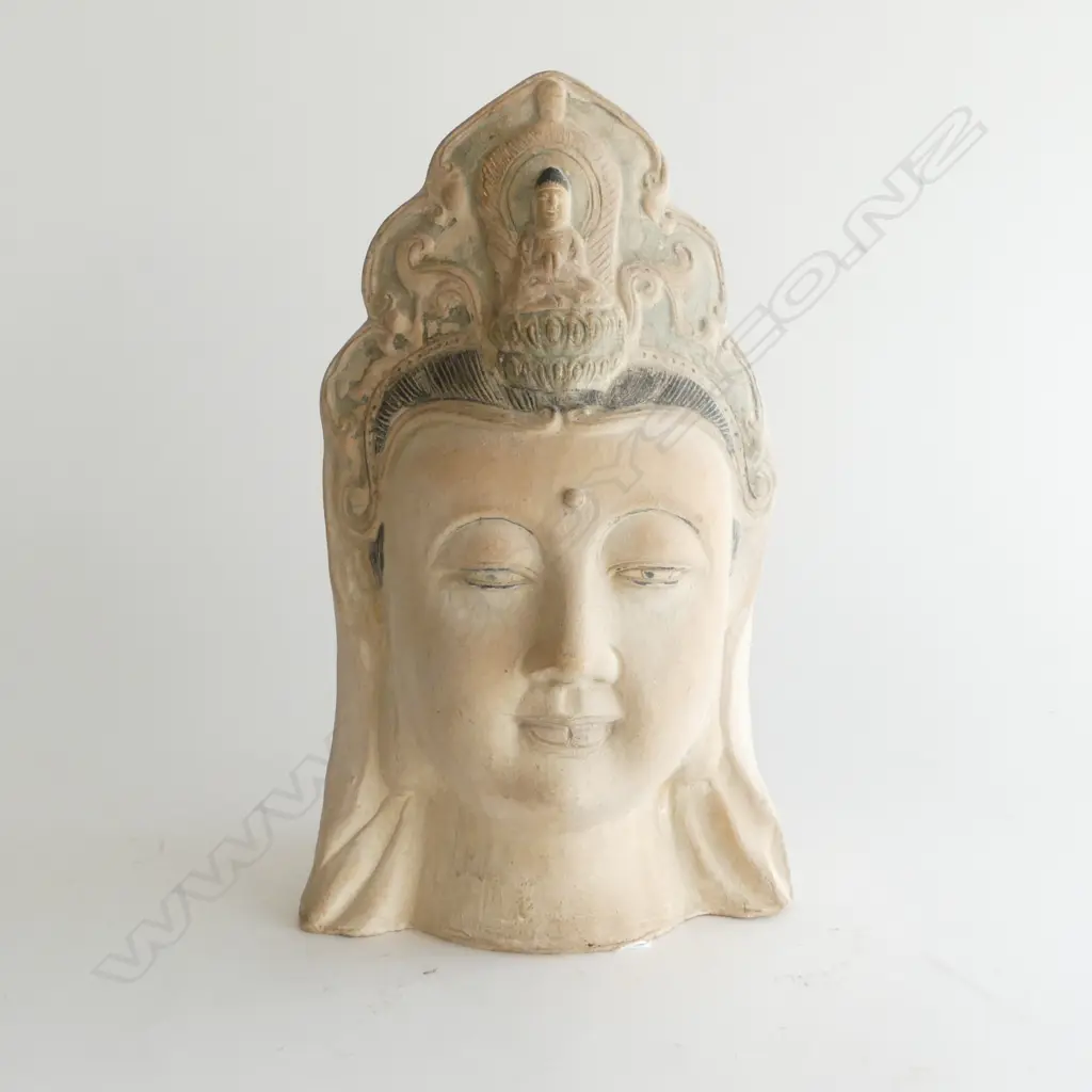 PALE TERRACOTTA HEAD of THE SERENE GODDESS GUANYIN H.315mm Image 1++