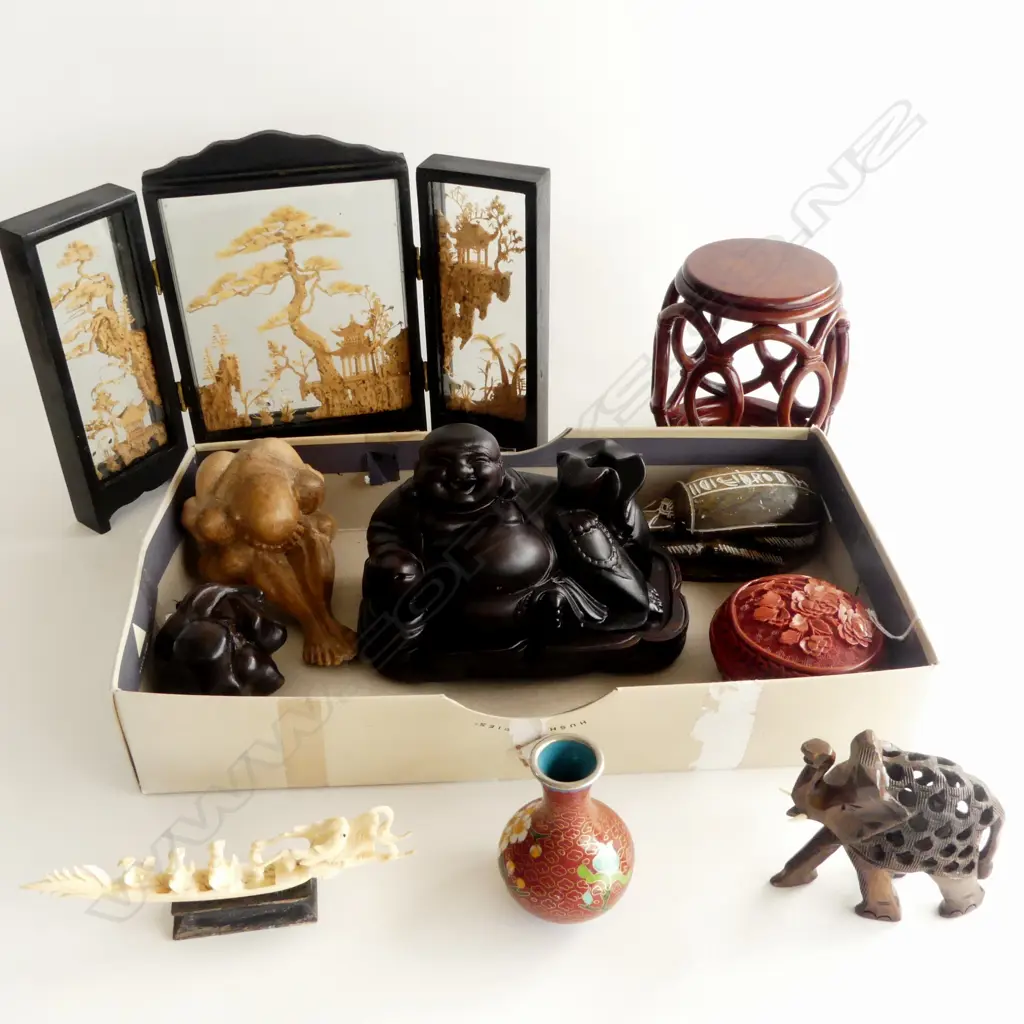 10 SMALL ORIENTAL PCS CORK SCREEN H210 WOOD DRUM STAND H130 SCARAB BEATLE  HOTEI ETC Image 1++