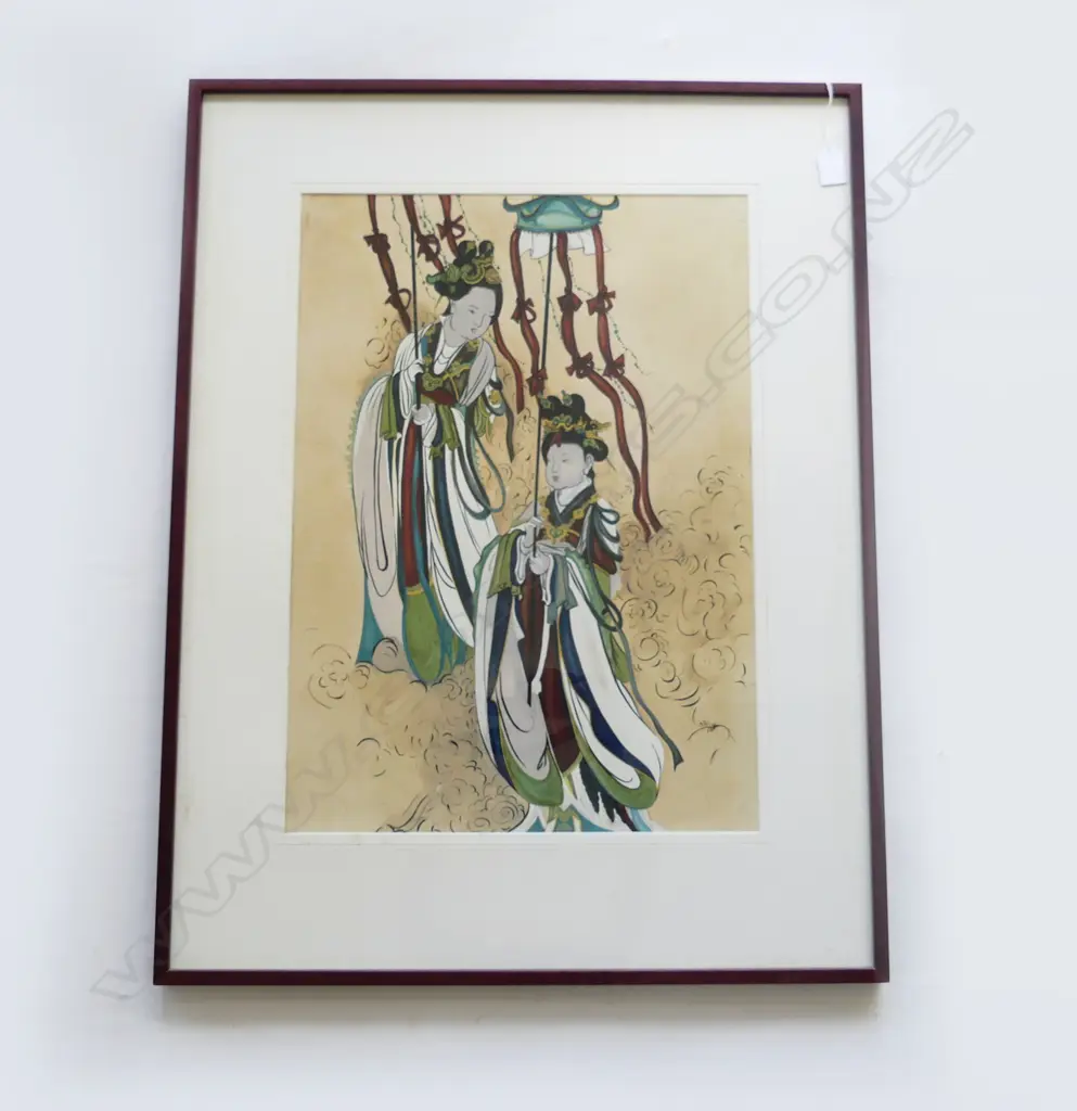 A 19th CENTURY CHINESE SCHOOL OF PAINTING OF 2 LADIES 580 x 415 mm Image 1++