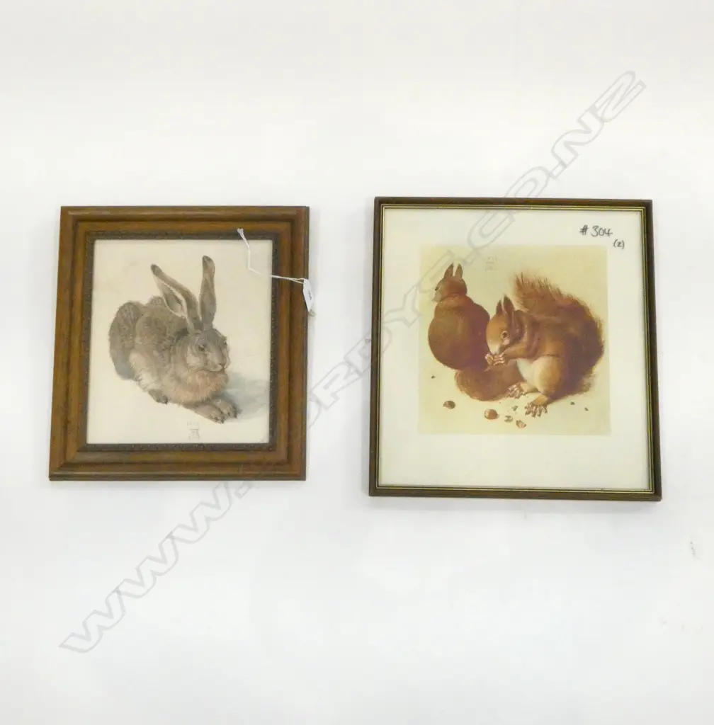 2 DURER PRINTS; SQUIRRELS & RABBIT 235x205mm Image 1++
