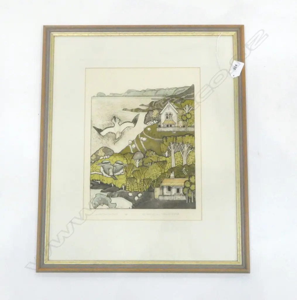 RUSSELL JACKSON 'WHANGARURU' ETCHING A.P. 325x250mm Image 1++