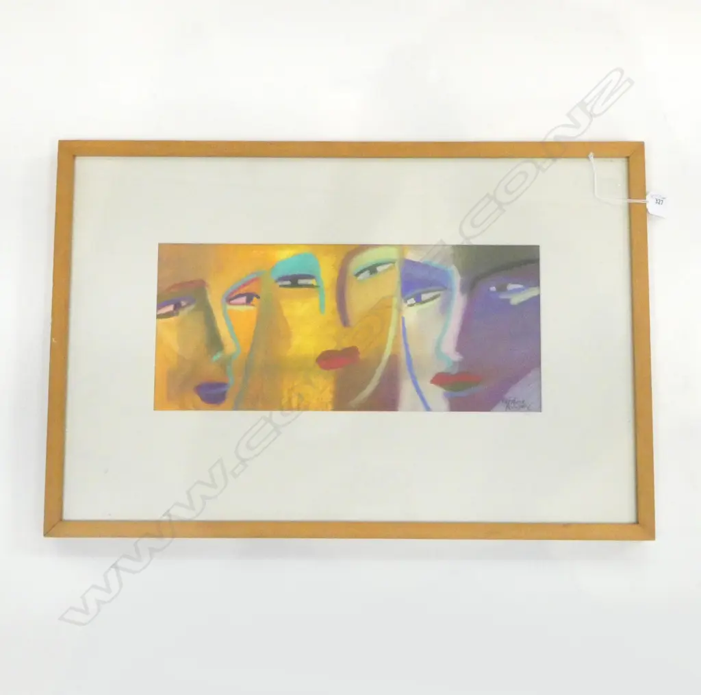 MERTHYR RUXTON (NZ b. 1954), 3 FACES, PASTEL 180x410mm Image 1++