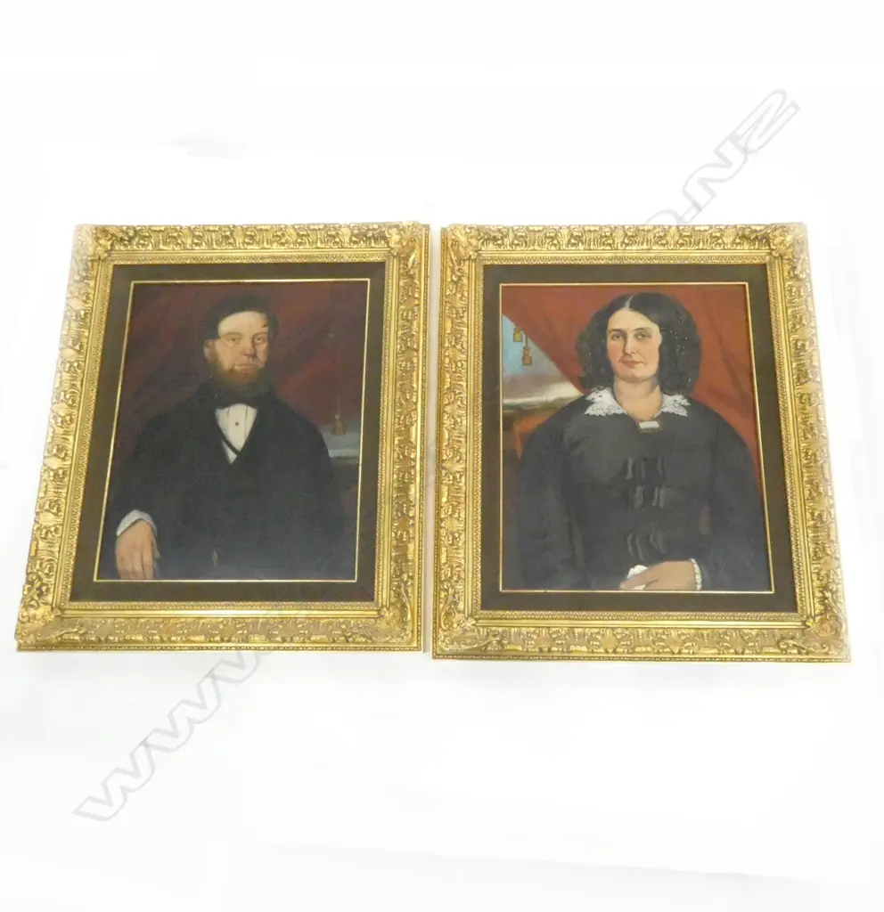 PR 19thC PORTRAITS; Henry & Elizabeth Ball, bth born 1815, Bedford, 590x470mm Image 1++