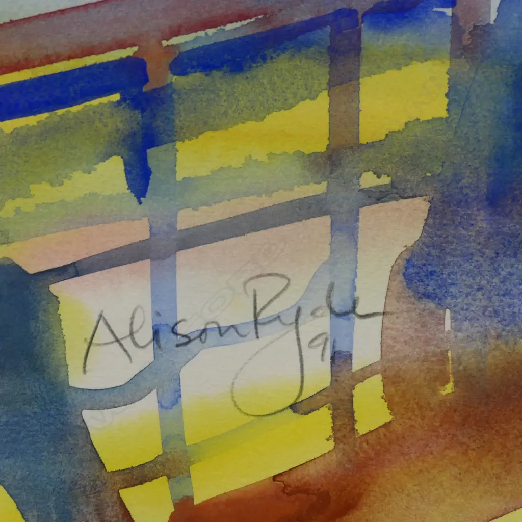 ALISON RYDE (NZ b.1945), ABSTRACT WC, SIGNED & DATED '91 500x650mm Image 1++