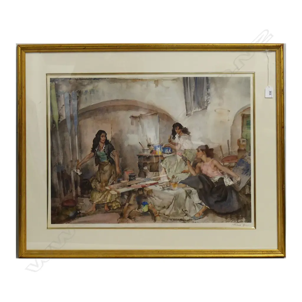 W. RUSSELL FLINT (1880-1969), A QUESTION ON COLOUR, SIGNED PRINT, 470x610mm Image 1++