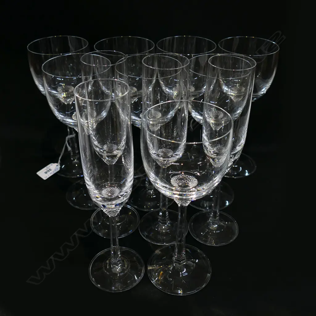 8 VILLEROY & BOCH CRYSTAL WINE GLASSES H.195mm  + 4 CHAMPAGNE FLUTES H.225mm Image 1++