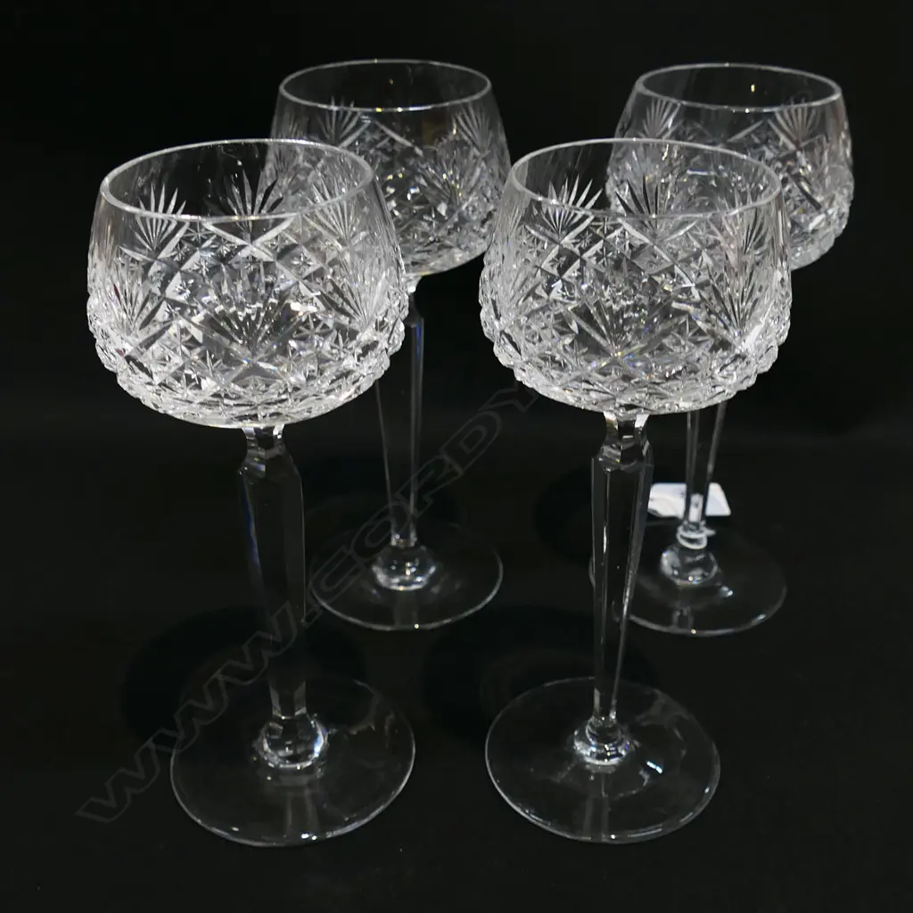 4 CUT CRYSTAL HOCK GLASSES H.190mm Image 1++