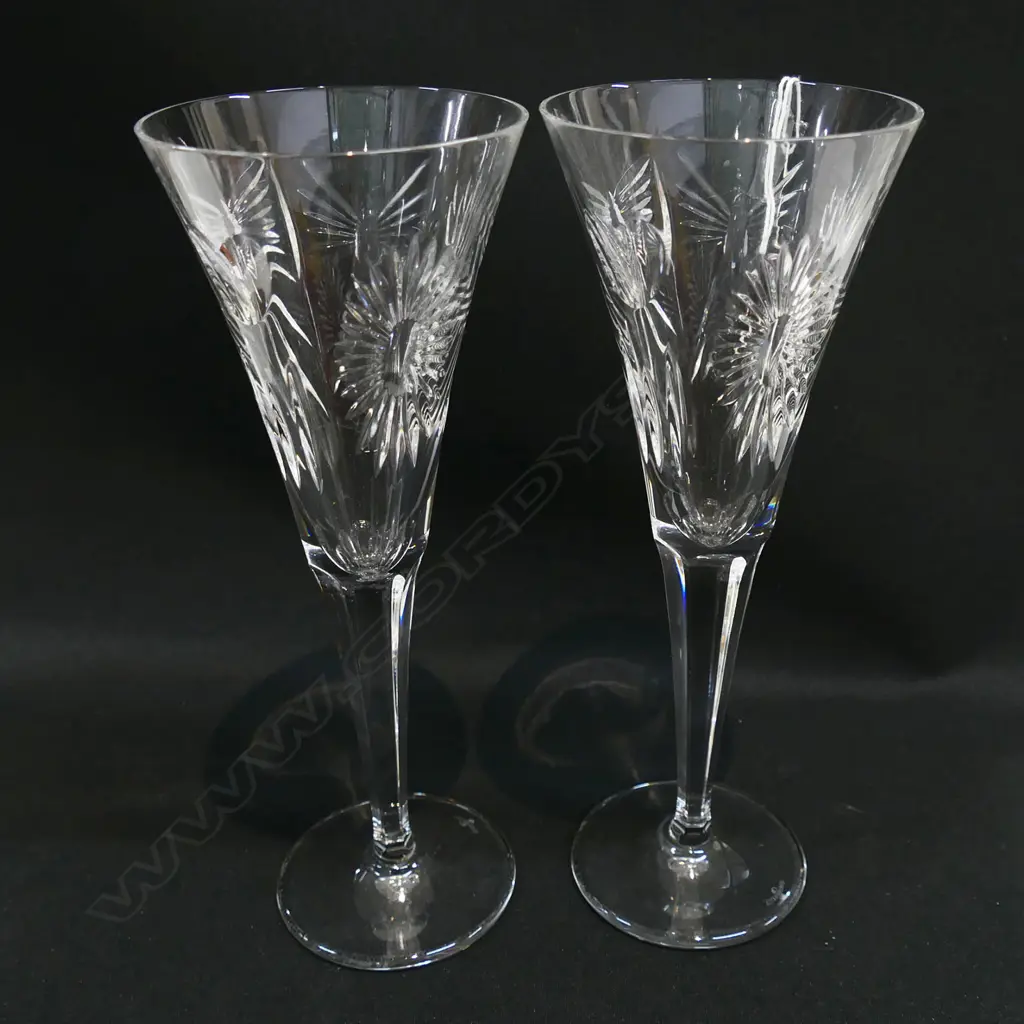PAIR OF WATERFORD CUT CRYSTAL MILLENIUM CHAMPAGNE FLUTES, H.235MM Image 1++