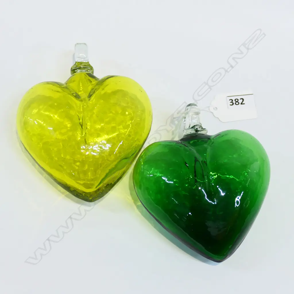 PR HAND BLOWN ART GLASS HEART ORNAMENTS L.120mm Image 1++