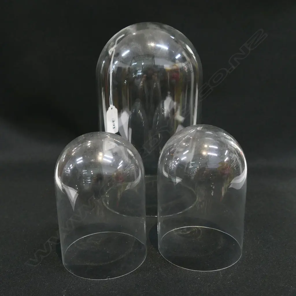 THREE SMALL GLASS CLOCHE H.200mm Image 1++