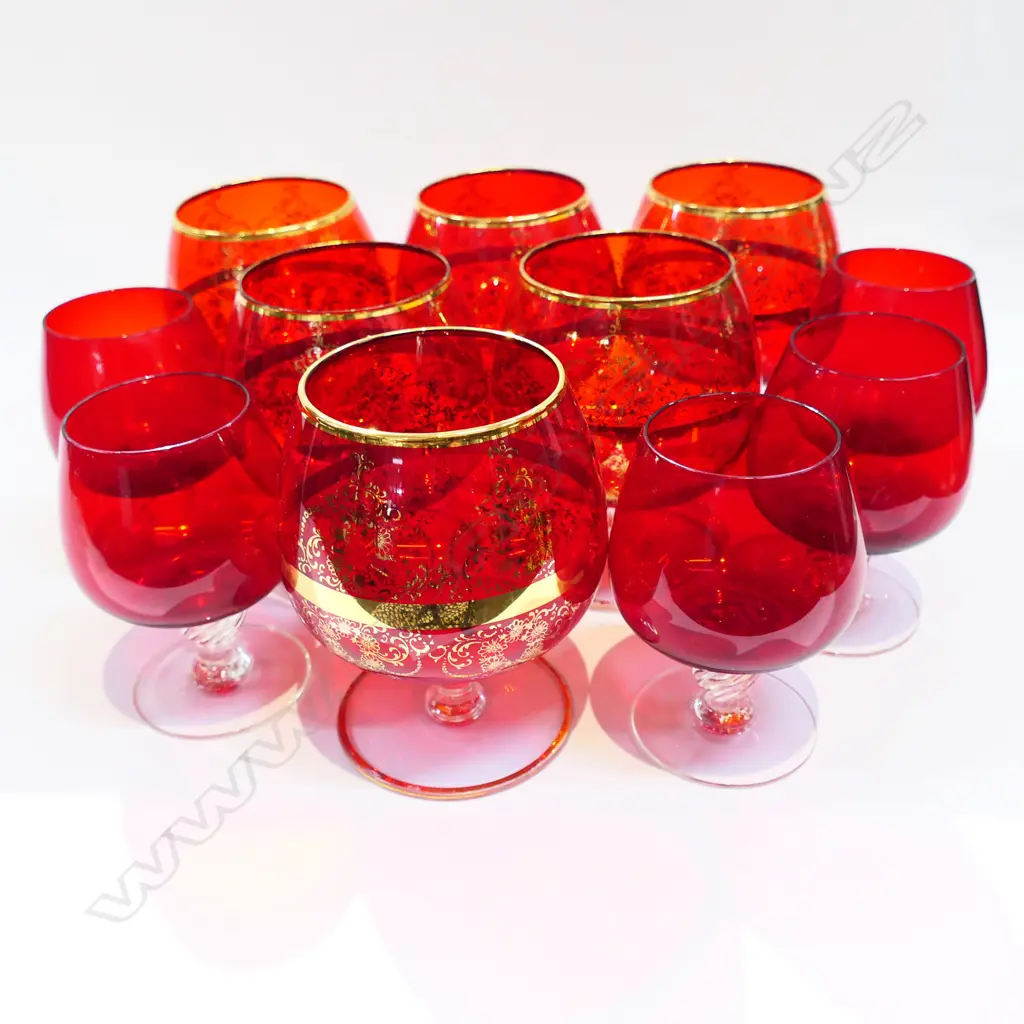 11 RED MURANO GLASS GOBLETS (6+5) H.125mm Image 1++