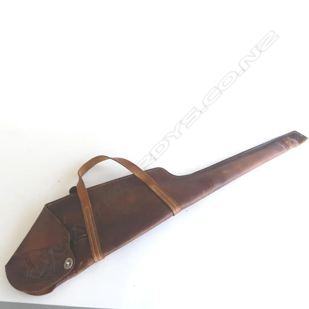 LEATHER GUN CARRY CASE w. EMBOSSED WHEKU L.950mm Image 1++