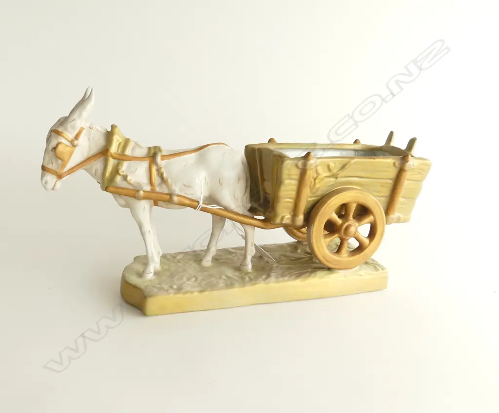ROYAL DUX FIGURAL GROUP, DONKEY WITH CART , L.310mm Image 1++