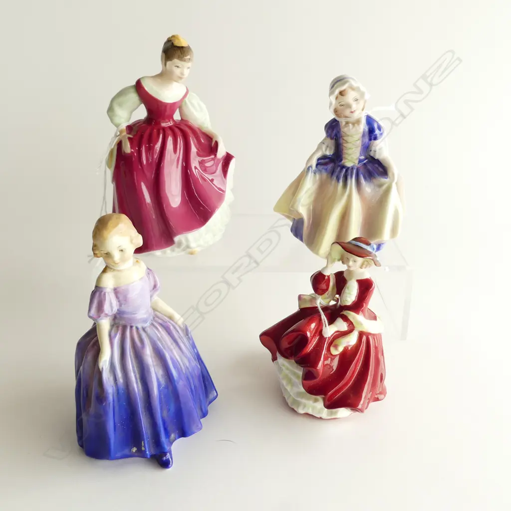 FOUR ROYAL DOULTON FIGURINES (Fair Maiden/Maria/Dinky Do/Top of the Hill) Maria damaged Image 1++