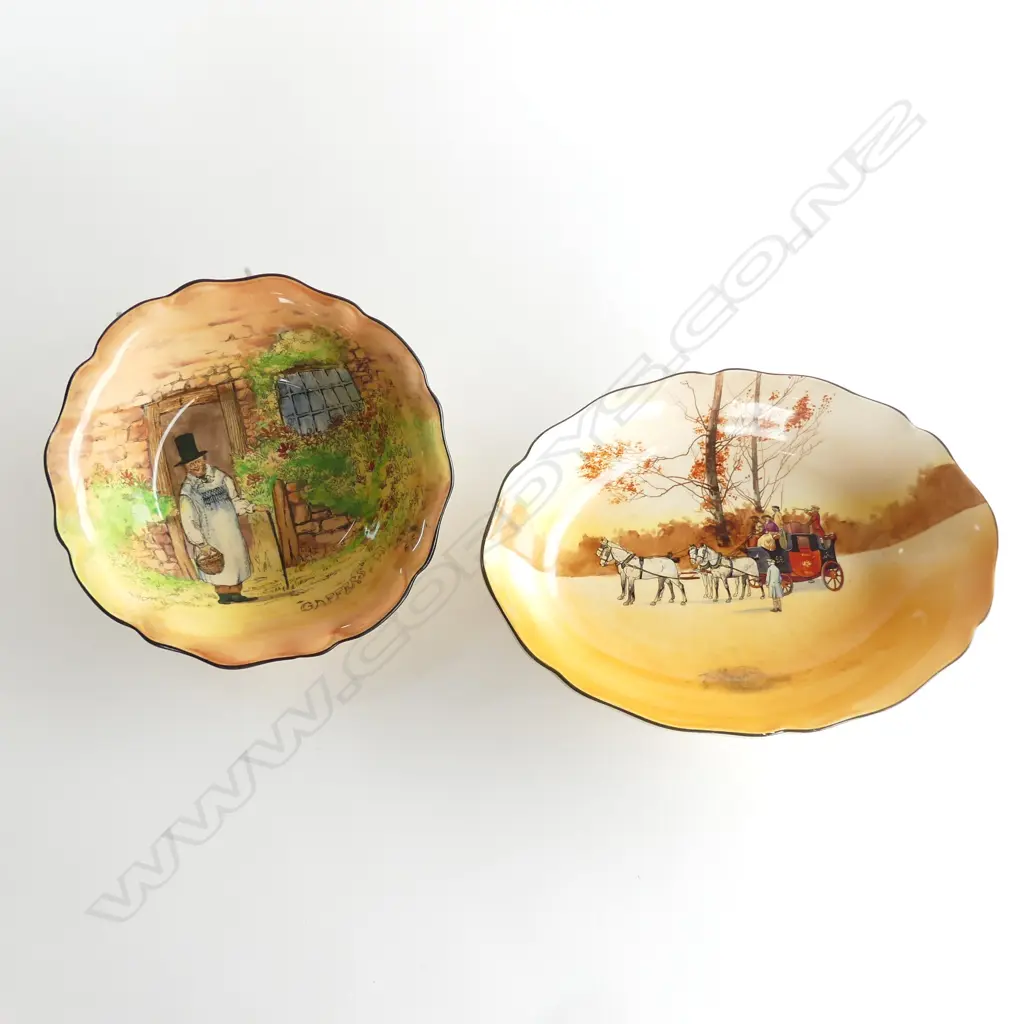 TWO ROYAL DOULTON SERIESWARE, GAFFERS BOWL Dia 200mm & COACHING DAYS OVAL DISH L.280mm Image 1++