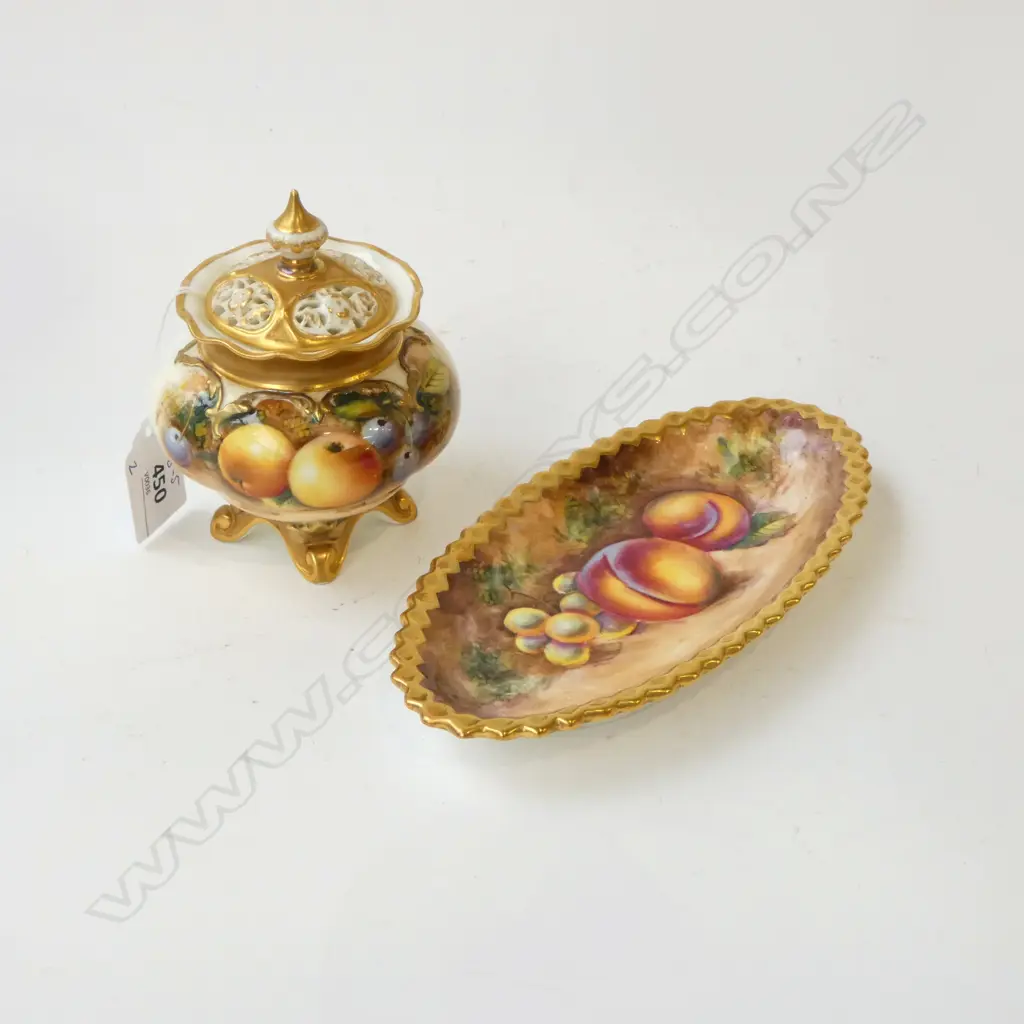 ROYAL WORCESTER POTPURRI (H.110) & 'C. SMITH' DISH (W.180mm)  Image 1++