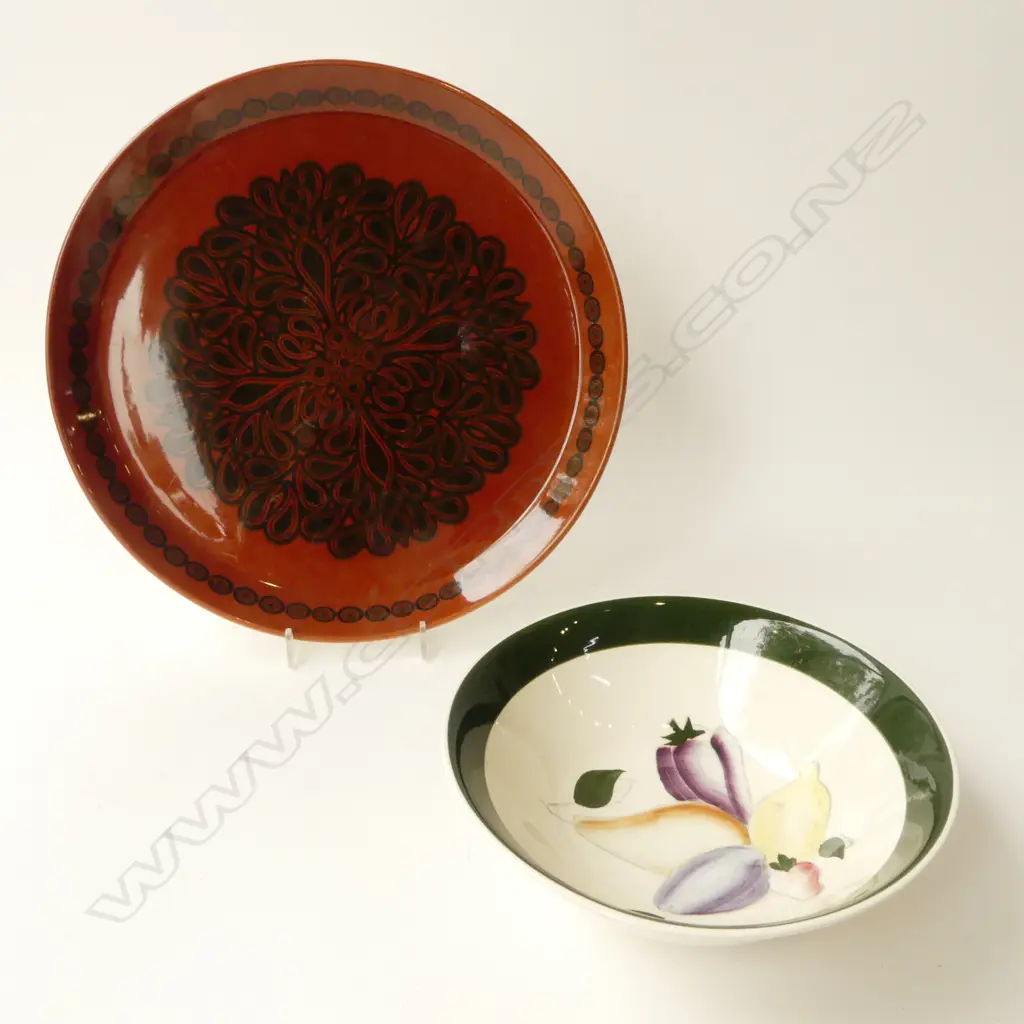 CROWN LYNN 310mm TOLEDO CHARGER & MADI GRAS HAND PAINTED BOWL 210mm Image 1++