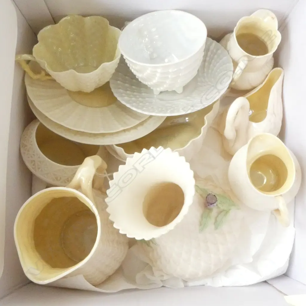 10 PCES BALLEEK w. OTHER LUSTRE TEACUP & SAUCER Image 1++