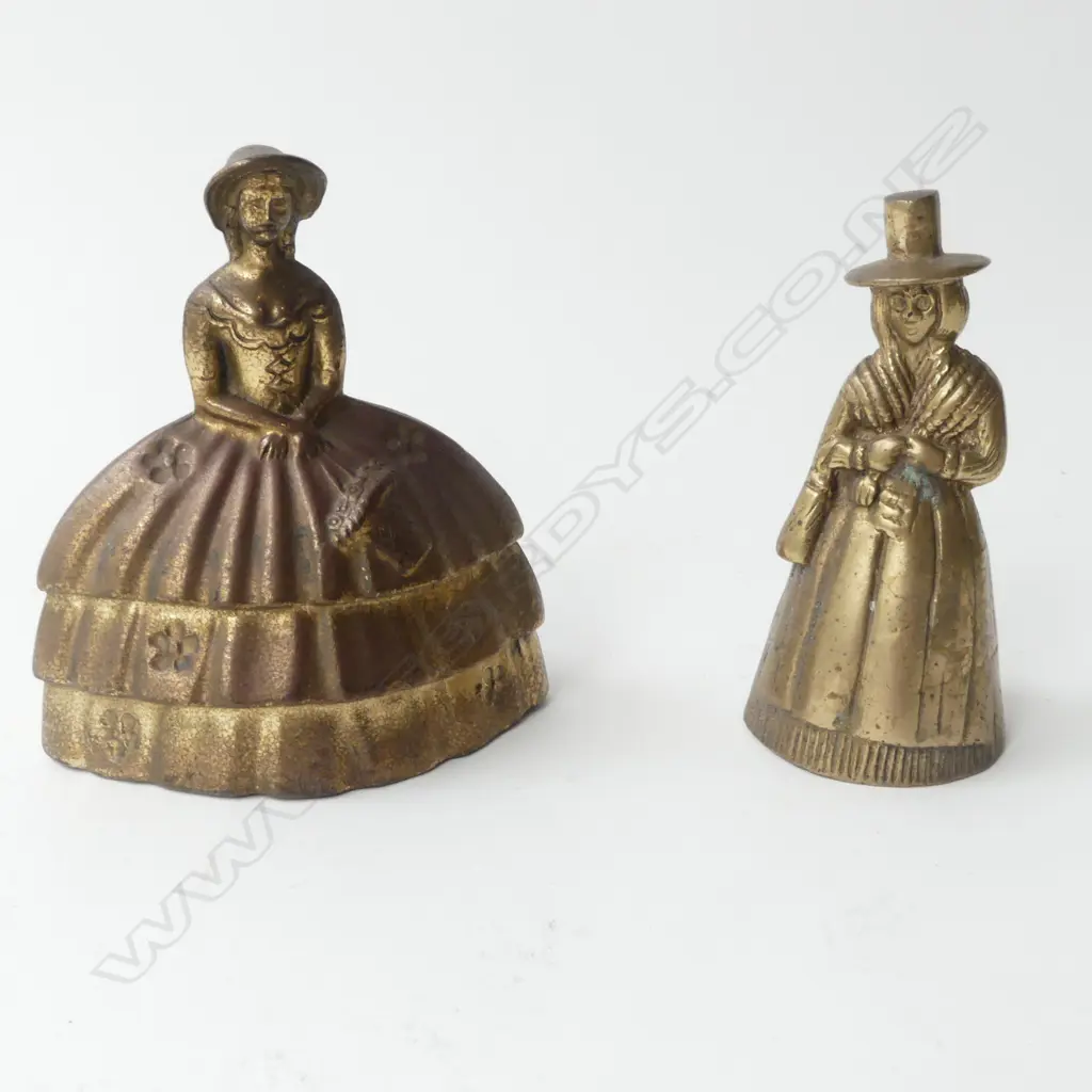 PAIR OF VINTAGE UK BRASS LADY BELLS Image 1++
