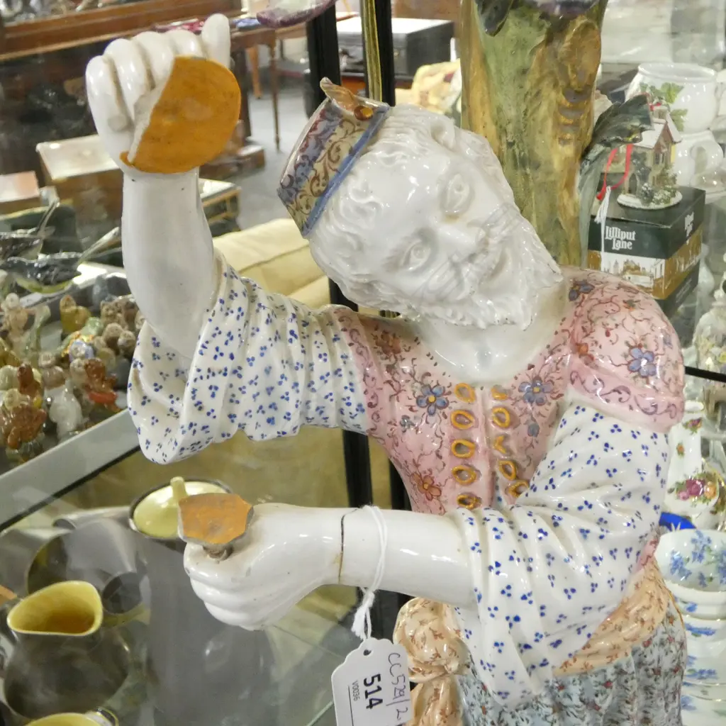 LG VINTAGE TABLE LAMP; BASE w. CERAMIC FIGURE (FAULTS) H.1100mm Image 1++