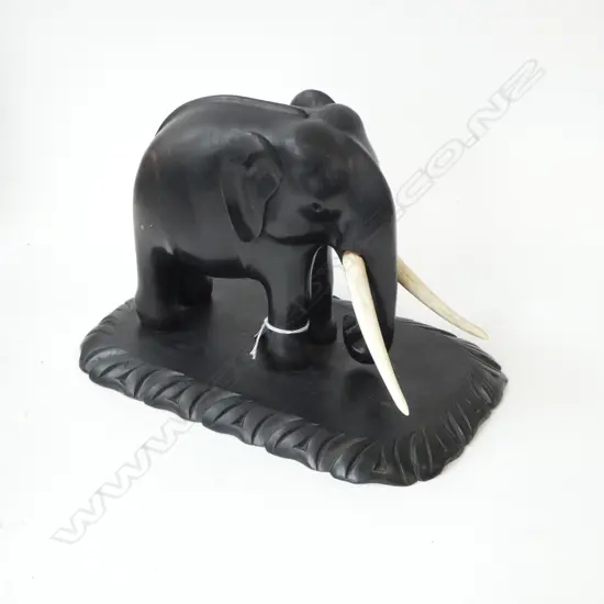 EBONY ELEPHANT w. BONE TUSKS L. 260mm