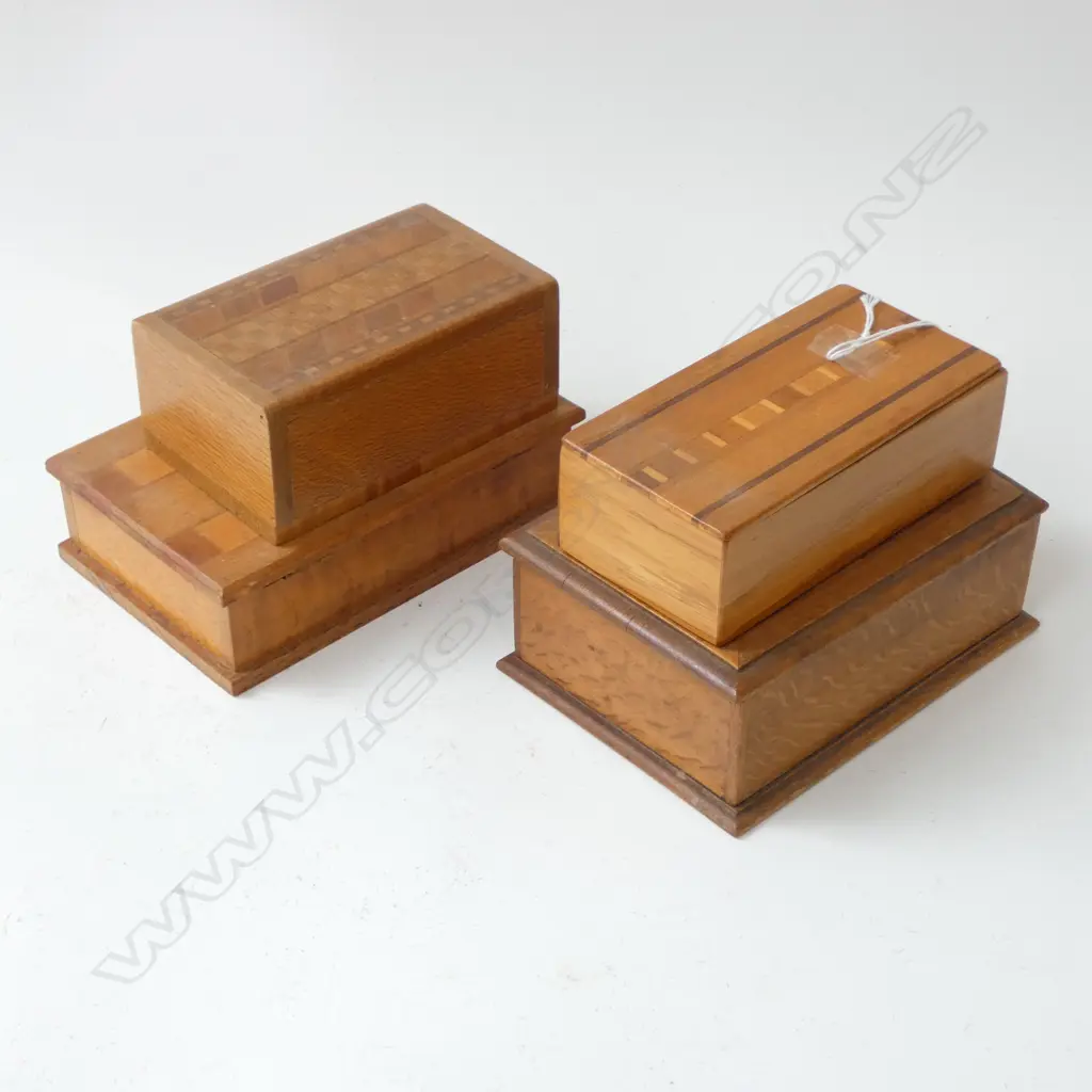 4 NZ NATIVE WOODS TRINKET BOXES 150MM LONGEST Image 1++