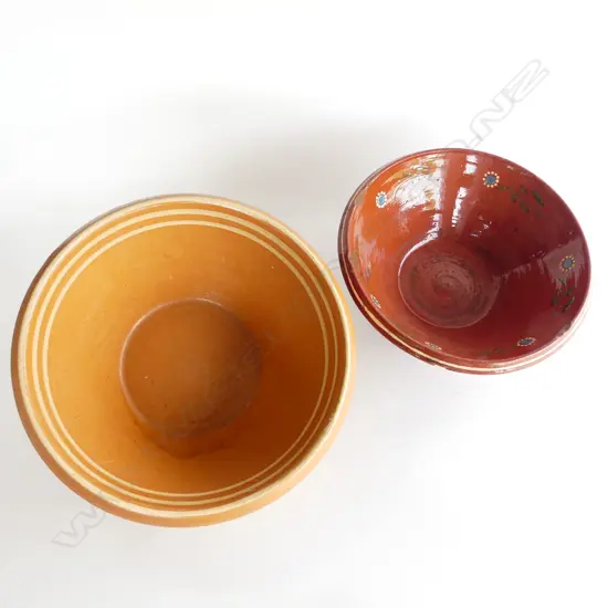 2 FRENCH POTTERY MIXING BOWLS Dia.380mm (CHIPS)