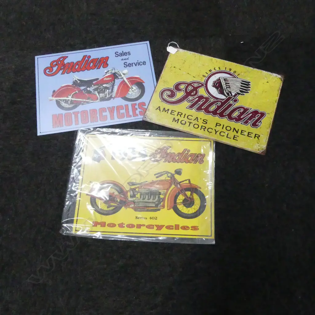 THREE METAL MOTORCYCLE SIGNS, 310x400mm Image 1++