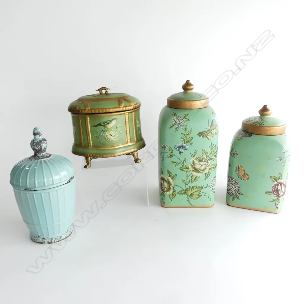 4 DECORATIVE LIDDED CONTAINERS H.320mm Image 1++