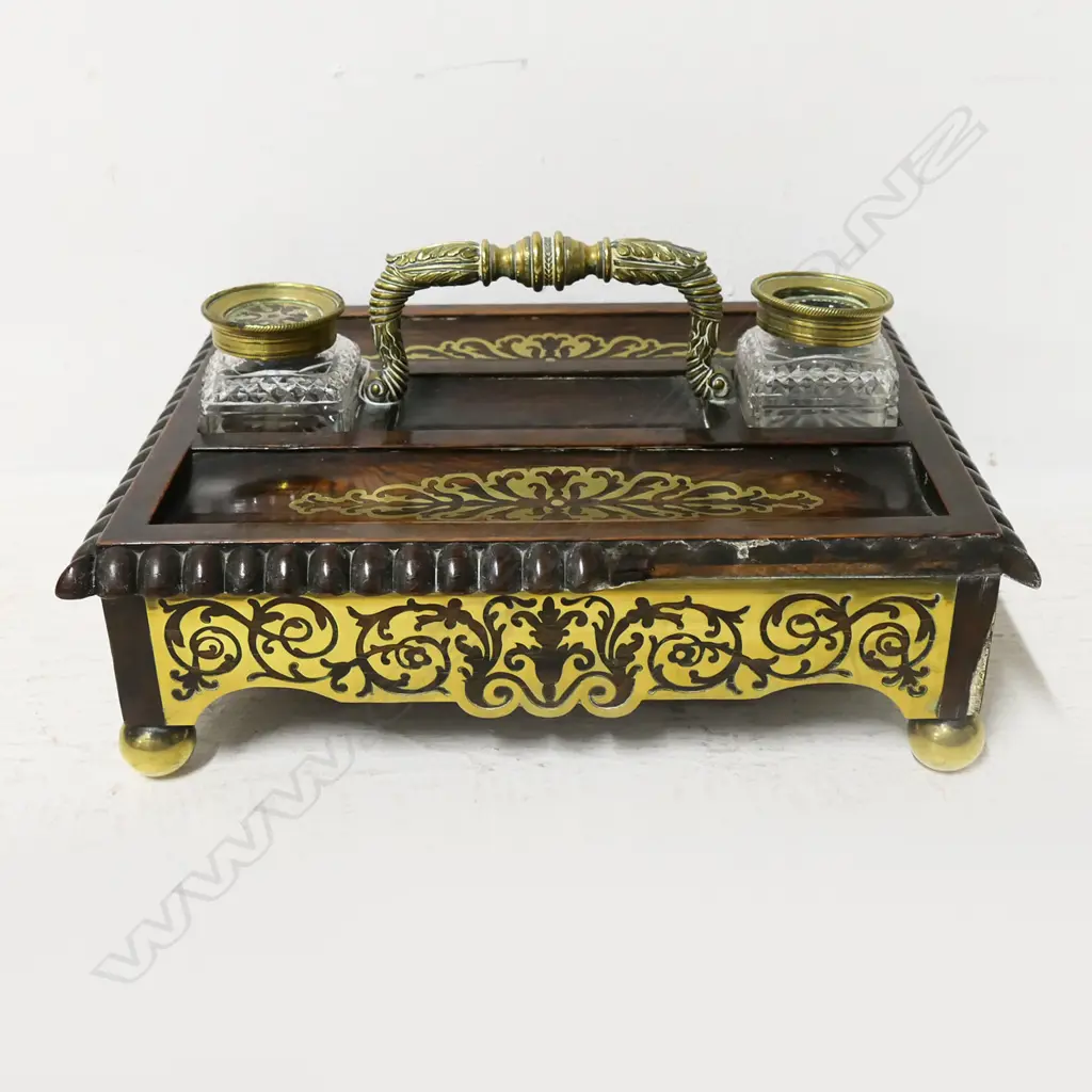 WOOD & BRASS DESK STAND, faults Image 1++