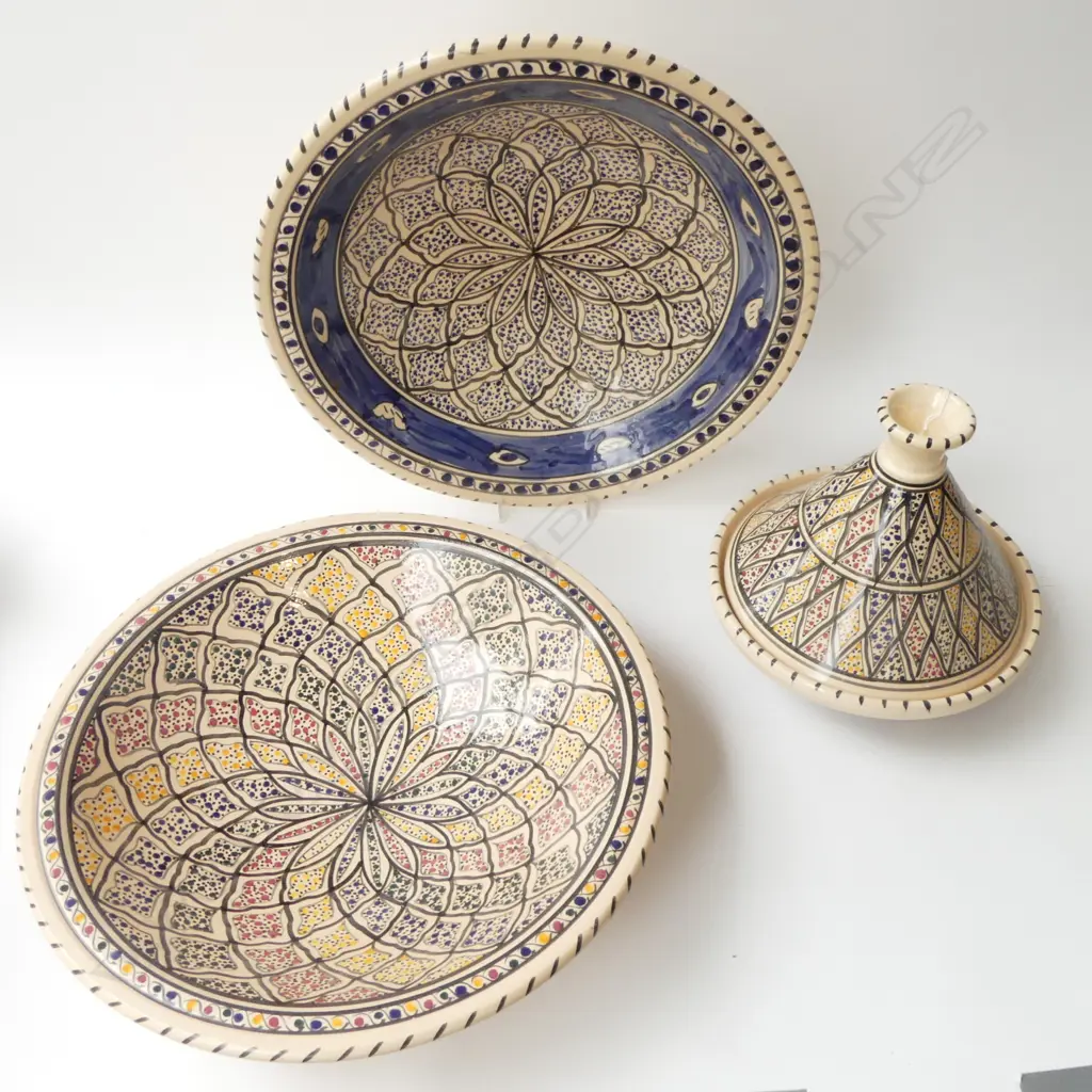 3 PCES ELMAROCCO PAINTED CERAMICS Dia. 410mm Image 1++