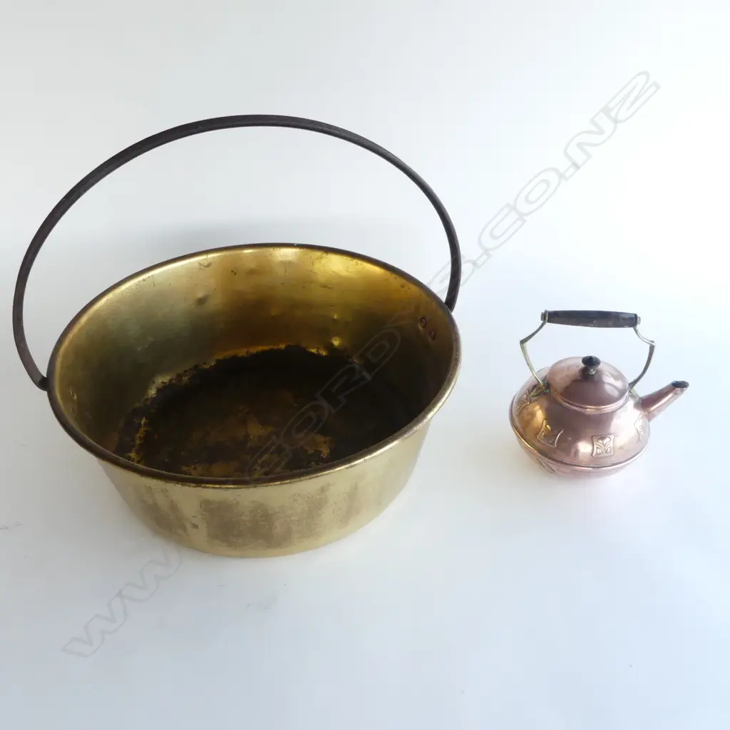 BRASS JAM PAN 415mm dia, COPPER TEAPOT Image 1++