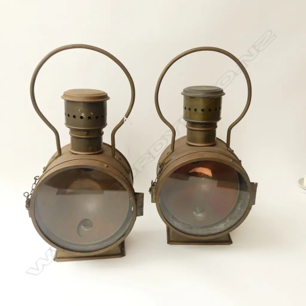 PR VINTAGE BRASS RAILWAY LANTERNS H525MM Image 1++