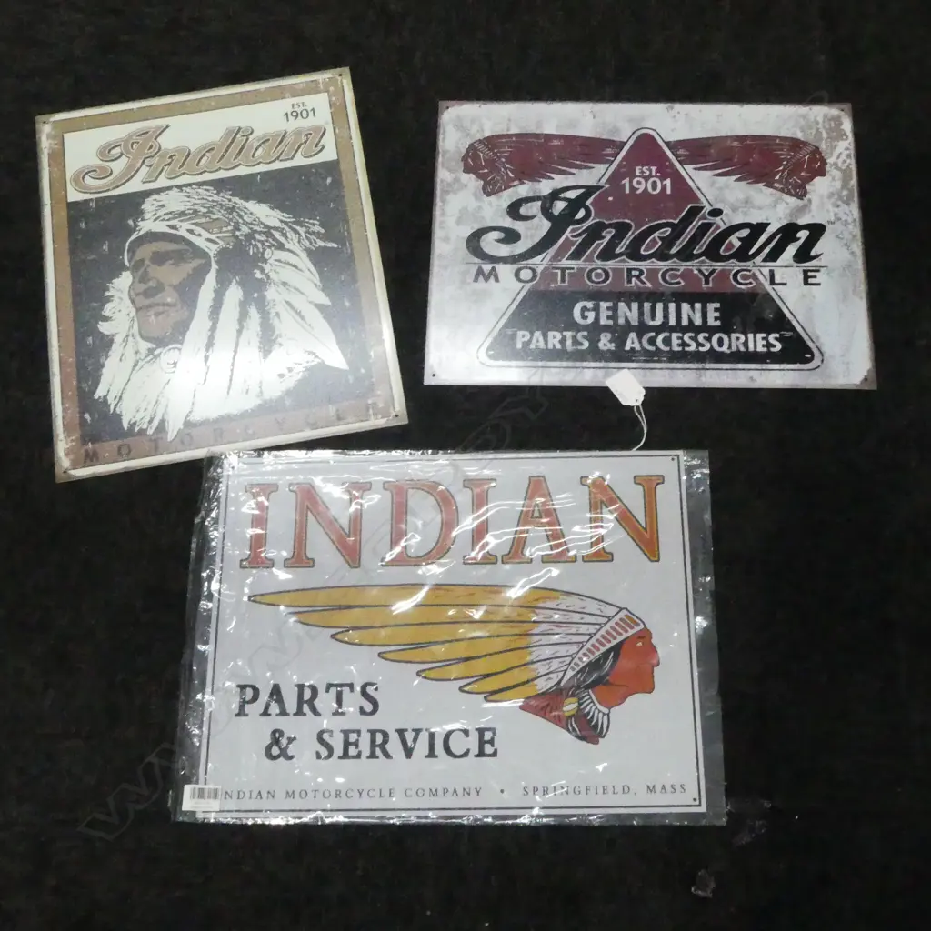 THREE METAL MOTORCYCLE SIGNS, 310x400mm Image 1++