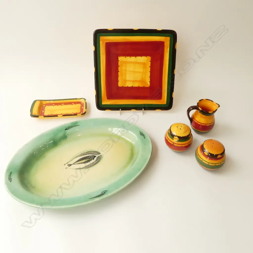JEANNIE VAN der PUTTEN OVAL PALLTER W.380mm & 4 PCES STUDIO CERAMICS LILY JONES POTTERY Image 1++