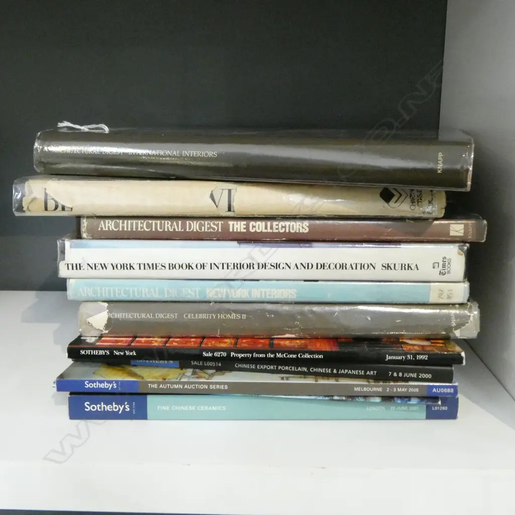5 SOTHEBYS CATALOGUES + 6 INTERIOR DESIGN BOOKS; ARCH. DIGEST ETC Image 1++